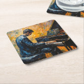 Piano Player - Ölgemälde Rechteckiger Pappuntersetzer (angewinkelt)
