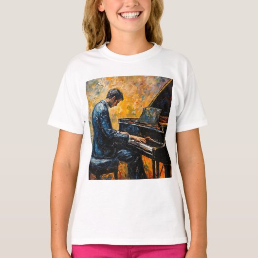 Piano Player - Ölgemälde T-Shirt (Vorderseite)