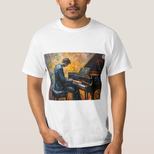 Piano Player - Ölgemälde T-Shirt (Vorderseite)