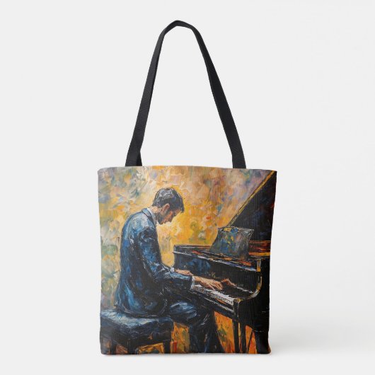 Piano Player - Ölgemälde Tasche (Rückseite)