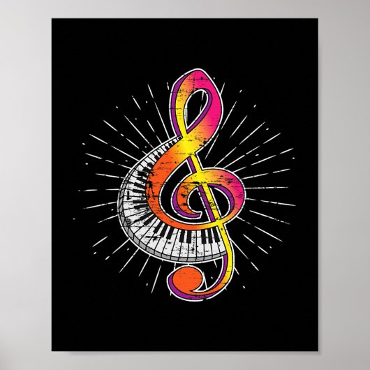 Piano Player Treble Clef Pianist Gift Classic Mu Poster (Vorne)