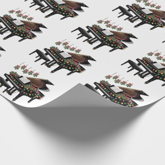 Piano Player Xmas Lighting Santa Playing  Geschenkpapier (Ecke)
