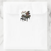 Piano Player Xmas Lighting Santa Playing Quadratischer Aufkleber (Tasche)