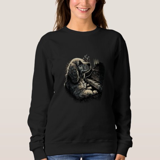 Piano playing Cocker Spaniel Sweatshirt (Vorderseite)