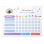 Piano Praxis Musiknoten Rainbow Rewards Chart Notizblock (Vorderseite)