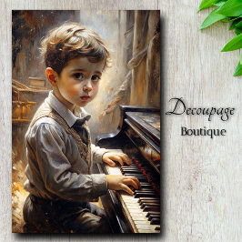 Piano Prodigy Vintag Charm Decoupage Seidenpapier