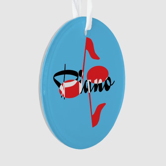Piano Red Notes Ornament (Vorderseite)