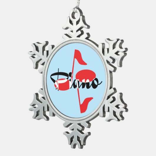 Piano Red Notes Schneeflocken Zinn-Ornament (Rechts)