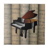 Piano~ rollte Notenen-Hintergrund ~ Musical Fliese (Vorderseite)