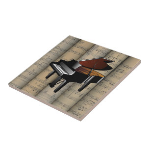 Piano~ rollte Notenen-Hintergrund ~ Musical Fliese