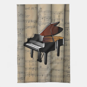 Piano~ rollte Notenen-Hintergrund ~ Musical Geschirrtuch