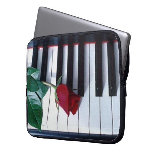 Piano-Rose Keyboard-Muster Laptop-Sieb Laptopschutzhülle (Vorderseite Links)