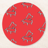 Piano Rot Runder Pappuntersetzer (Vorderseite)