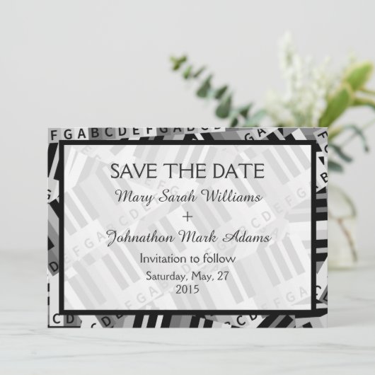 Piano Save the Date Einladung Hochzeit (Stehend Vorderseite)