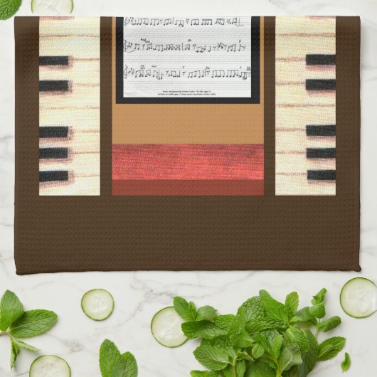 Piano Schlüssel Ränder Notenhandtuch Küchentuch (Gefaltet)