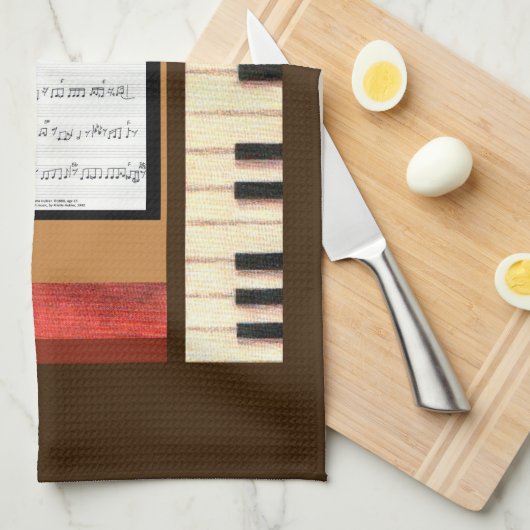 Piano Schlüssel Ränder Notenhandtuch Küchentuch (Viertel Falte)