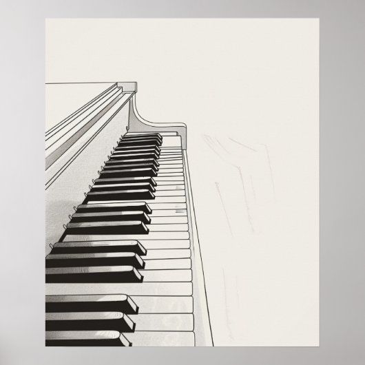 Piano spielt Musik minimalistisch in Line Art Poster (Vorne)