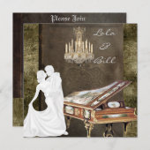 PIANO Storybook Vintage Hochzeit Einladung Antique (Vorne/Hinten)
