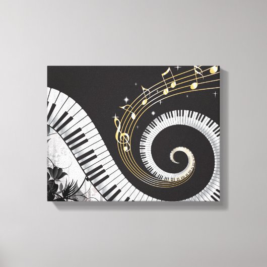 Piano Swirled Keys Surreal Music Fantasy Leinwanddruck (Vorderseite)