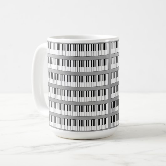 Piano-Tastatur in Schwarzweiß Kaffeetasse (Vorderseite Links)