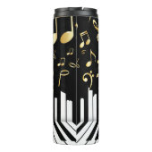 Piano-Tasten der Black Gold Luxury Musiknote Thermosbecher (Rückseite)