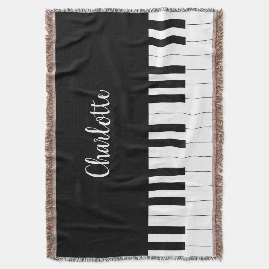 Piano-Tasten in Schwarz und Weiß mit eigenem Name Decke (Vorderseite Vertikal)