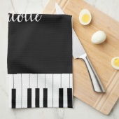 Piano-Tasten in Schwarz und Weiß mit eigenem Namen Geschirrtuch (Viertel Falte)