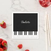 Piano-Tasten in Schwarz und Weiß mit eigenem Namen Serviette (Beispiel)