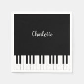 Piano-Tasten in Schwarz und Weiß mit eigenem Namen Serviette (Vorderseite)