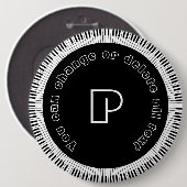 Piano-Tasten Schwarz und Weiß Mit Monogramm Button (Vorne & Hinten)