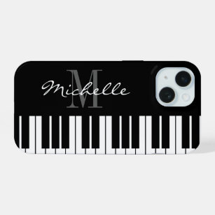 Piano-Tasten, schwarz und weiß, monogramm iPhone 1 iPhone 15 Hülle