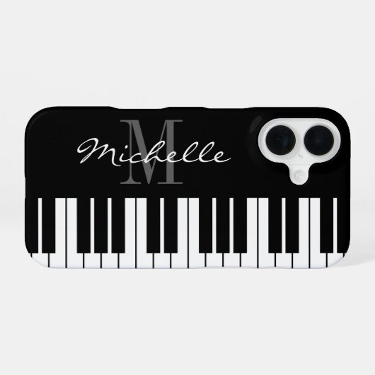 Piano-Tasten, schwarz und weiß, monogramm iPhone 1 iPhone 16 Hülle (Rückseite (Horizontal))