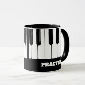 Piano-Tasten "Üben" Anpassbare Text-Tasse Tasse (VorderseiteRechts)