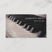 Piano Teacher Black&White Modern Business Card Visitenkarte (Vorderseite)