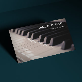 Piano Teacher Black&White Modern Business Card Visitenkarte
