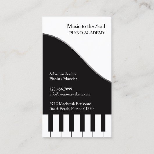Piano Teacher Business Card Visitenkarte (Vorderseite)
