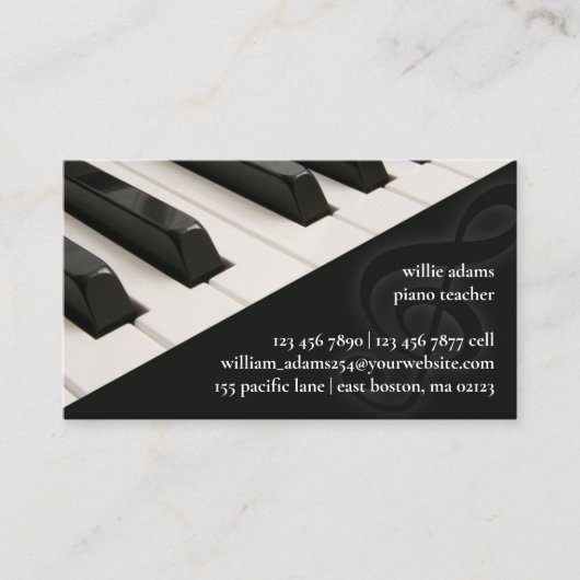 Piano Teacher Business Card Visitenkarte (Vorderseite)
