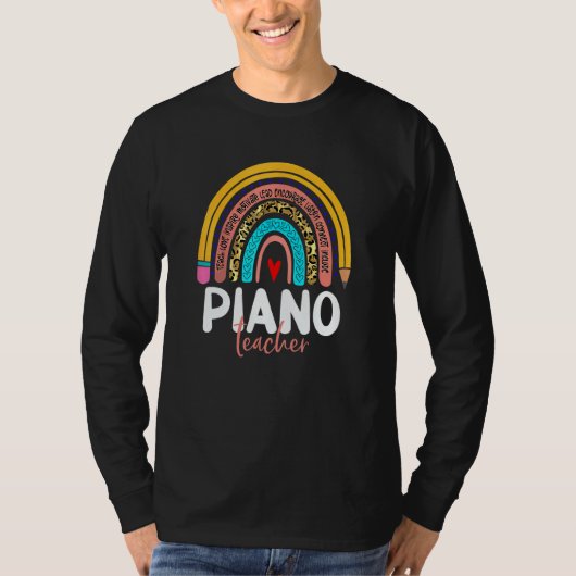 Piano Teacher Leopard Rainbow Back To School Piano T-Shirt (Vorderseite)