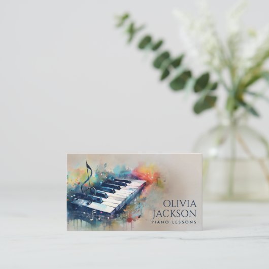 Piano Teacher Music Tutor Visitenkarte (Stehend Vorderseite)