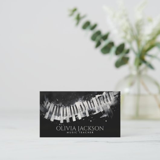 Piano Teacher Music Tutor Visitenkarte (Stehend Vorderseite)