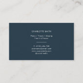 Piano Teacher Navy Blue Modern Business Card Visitenkarte (Rückseite)