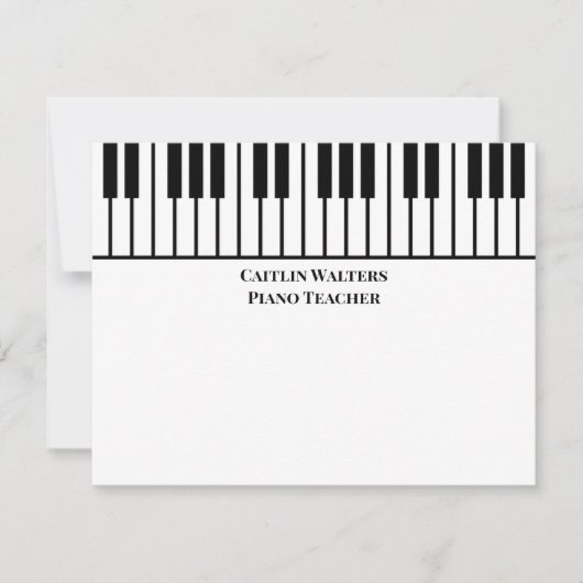 Piano Teacher Personal Stationery Mitteilungskarte (Vorderseite)