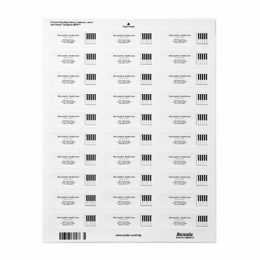Piano Teacher Return Address Label (Vorne)