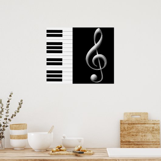 Piano Treble Clef Poster (Küche)
