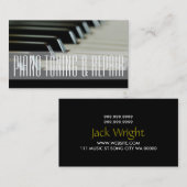 Piano Tuning & Repair Music Instructor Business Visitenkarte (Vorne/Hinten)
