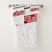 Piano und Musik Set Rotes Badetuch (Insitu)