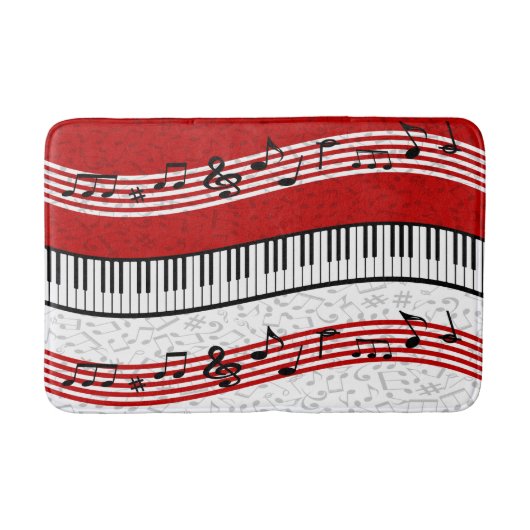 Piano und Musik zeichnen rote Badematte (Vorderseite)