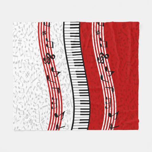 Piano und Musik zeichnen rote Fleecedecke (Vorderseite (Horizontal))