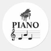 Piano Vater Grand Piano Pianist Musiknote Runder Aufkleber (Vorderseite)
