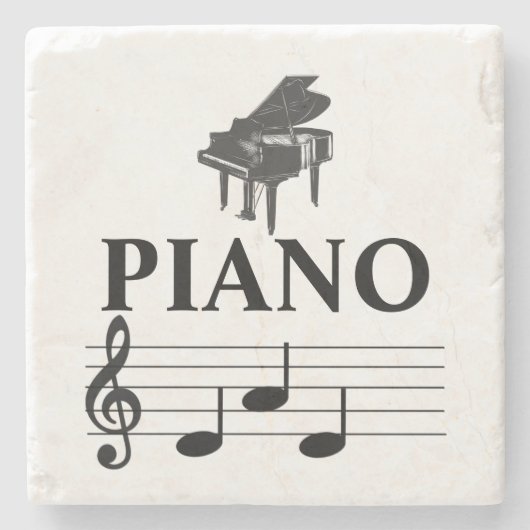 Piano Vater Grand Piano Pianist Musiknote Steinuntersetzer (Vorderseite)